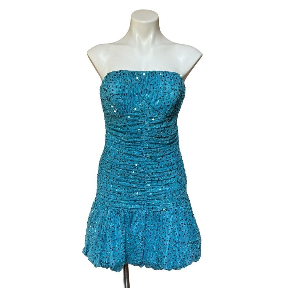 Betsey Johnson Punk Princess Blue Sequin Soutache Mermaid Dress Size 10 MEDIUM
